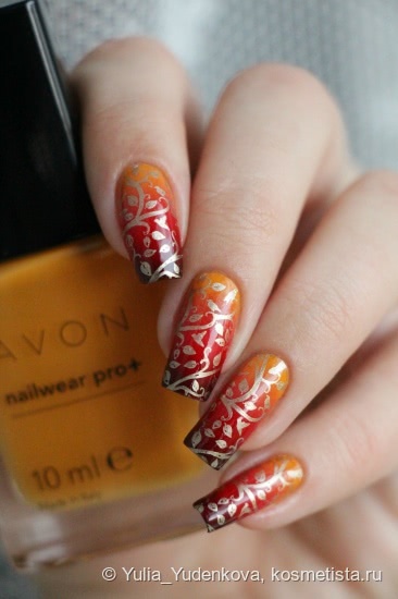 Осенний градиент лаками Avon + стемпинг Moyou London Mother Nature 14