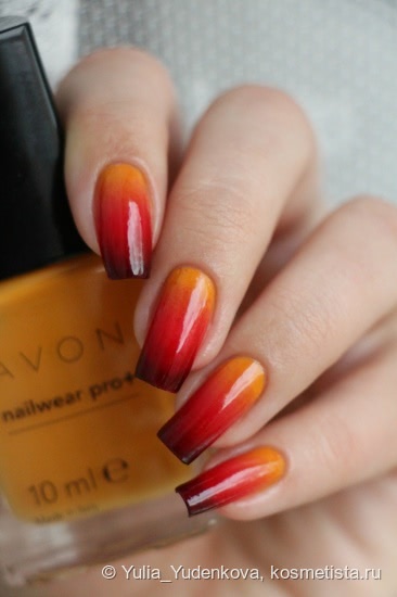 Осенний градиент лаками Avon + стемпинг Moyou London Mother Nature 14