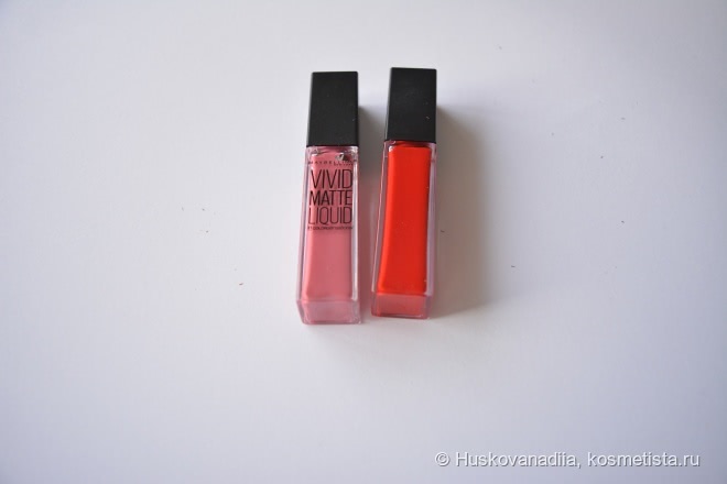 Maybelline Vivid Matte Liquid 05 Nude Flush и 35 Rebel Red