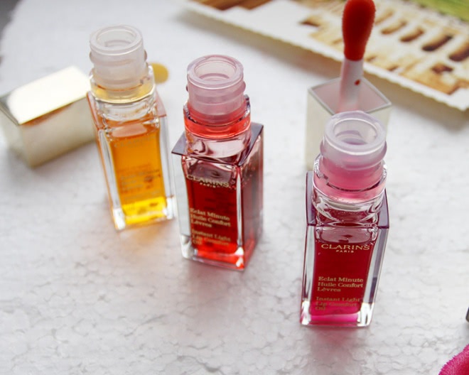 Clarins Eclat Minute Huile Confort 01 Honey 02 Raspberry 03 Red Berry