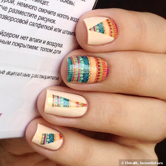 Этнические мотивы с Konad Macaroon Vanila + слайдер Nail Dream Txt-Ds-Eth5