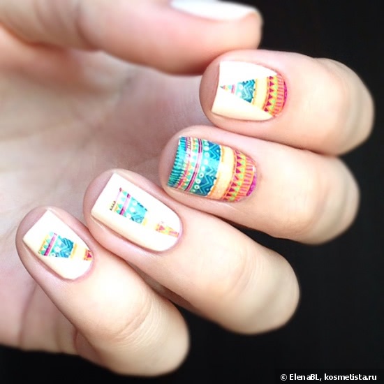Этнические мотивы с Konad Macaroon Vanila + слайдер Nail Dream Txt-Ds-Eth5