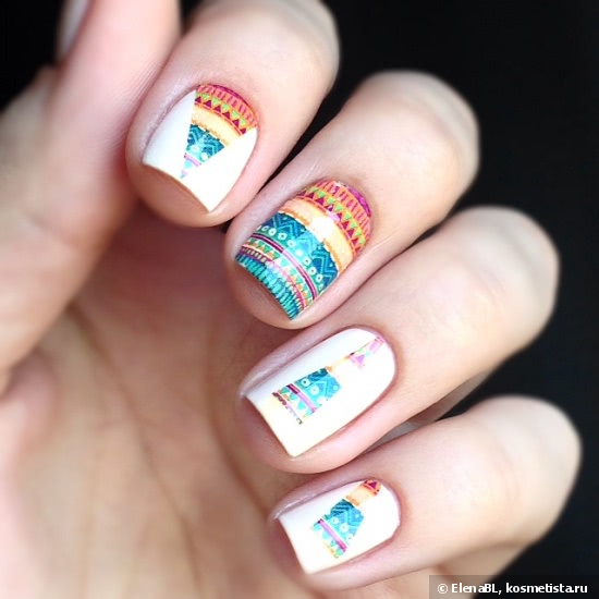 Этнические мотивы с Konad Macaroon Vanila + слайдер Nail Dream Txt-Ds-Eth5