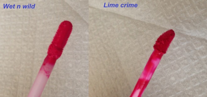 Lime crime Velvetines в оттенке Pink velvet Vs. Wet n wild megalast liquid lip color в оттенке E923A