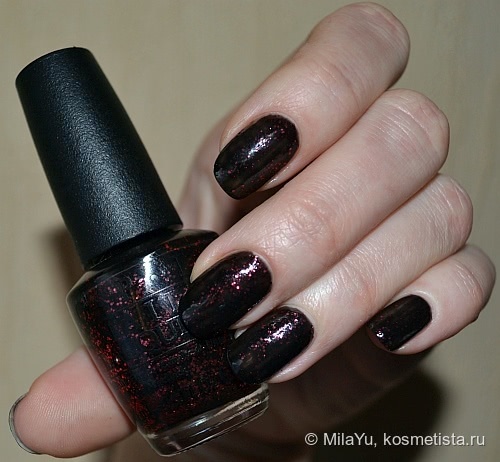 Красное на черном с лаком OPI Nail Laquer NL C17 Today I Accomplished Zero