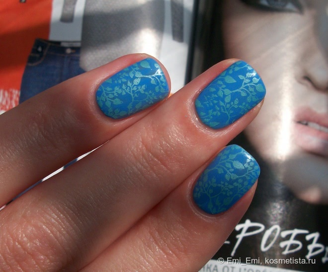 Лаки для стемпинга Konad: Wine Red и Hepburn Blue + 6 вариантов дизайна
