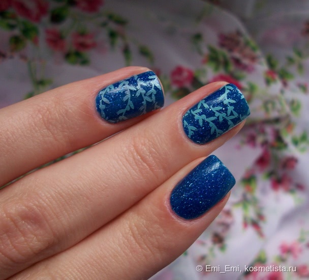 Лаки для стемпинга Konad: Wine Red и Hepburn Blue + 6 вариантов дизайна