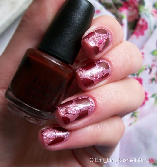 Лаки для стемпинга Konad: Wine Red и Hepburn Blue + 6 вариантов дизайна