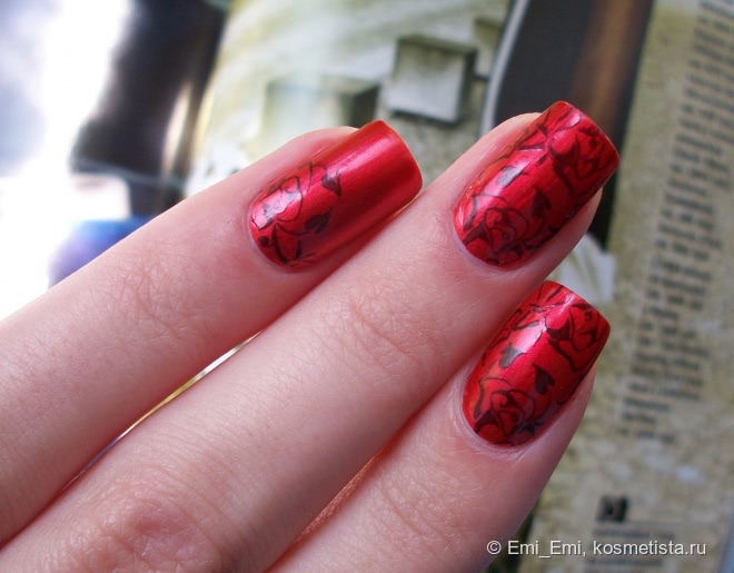 Лаки для стемпинга Konad: Wine Red и Hepburn Blue + 6 вариантов дизайна