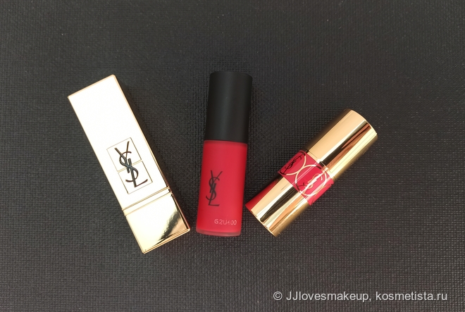 Набор помад Yves Saint Laurent Lip Icons Gift Set три разных красных