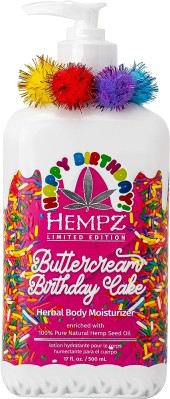 Увлажняющая и питательная эмульсия, флюид, молочко для тела Hempz Buttercream Birthday Cake Herbal Body Moisturizer