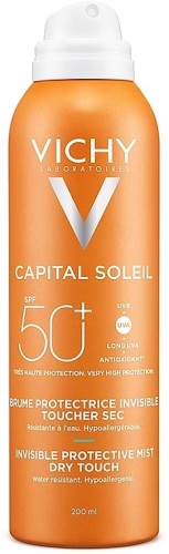 Солнцезащитный увлажняющий водостойкий спрей-вуаль Vichy Capital Soleil SPF 50 Invisible Protective Mist Dry Touch