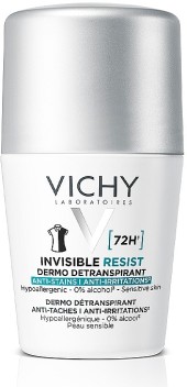 Шариковый дезодорант-антиперспирант Vichy Invisible Resist Dermo Detranspirant 72H