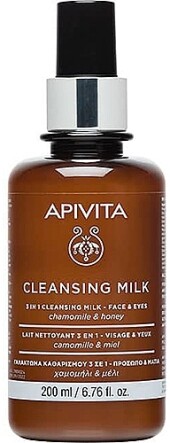 Очищающее молочко с ромашкой и мёдом для лица и глаз Apivita Cleansing Milk