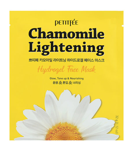 Гидрогелевая маска для лица, выравнивающая тон кожи Petitfee Chamomile Lightening Hydrogel Face Mask
