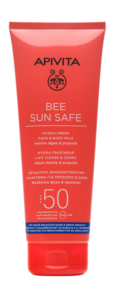 Солнцезащитное водостойкое молочко для лица и тела Apivita Bee Sun Safe Hydra Fresh Face And Body Milk SPF 50