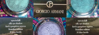 Зимой пришла осень и унесла в лето. Giorgio Armani Eyes to Kill Intense silk eye shadow: #31 june beetle, #33 scarab violetta, #34 blue beetle