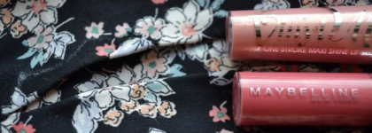 В ожидании солнца: Rimmel Vinyl Max 101 Legend & Maybelline Watershine Gloss 133 Strawberry Carats