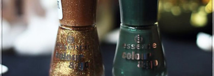 Зелено-золотистый маникюр с лаками Essence