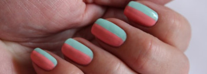 Двухцветный весенний маникюр Essie Mint Candy Apple # 99 + Orly # 40730 Cotton Candy