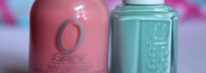 Двухцветный весенний маникюр Essie Mint Candy Apple # 99 + Orly # 40730 Cotton Candy