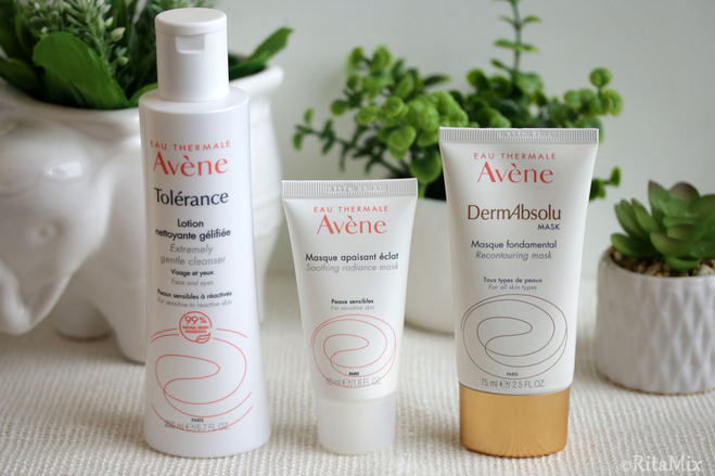 Avene: очищающий лосьон Tolerance и две маски для лица - Soothing Radiance и DermAbsolu Recontouring