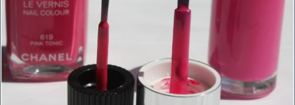 Две фуксии: инновационный Clinique a different nail enamel # 04 Hi Sweetie против "обычного" Chanel Le Vernis nail colour # 619 Pink Tonic