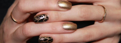 Эксперименты с золотом с OPI Glitzerland и кракелюром IsaDora Graffiti Nail Top