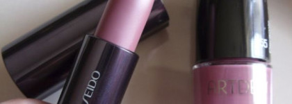Помада Shiseido Perfect Rouge RS 711 (Venetian Rose)  и лак Artdeco Ceramic Nail Lacquer №55 (Japanese cherry blossom)
