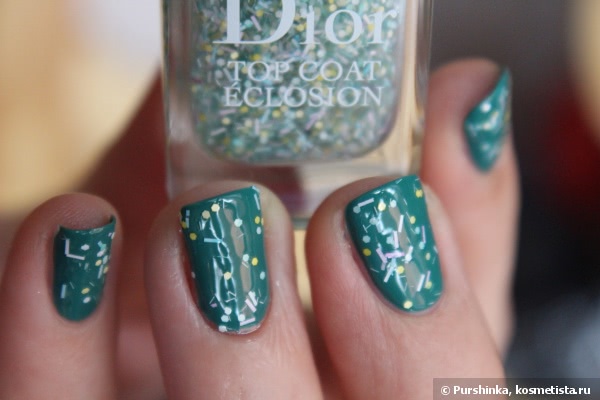 Весенний дуэт - YSL La Laque Couture 36 Vert D'Orient и Dior Top Coat Eclosion 001 Blossoming Top Coat