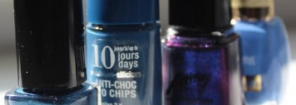 Синие. Вся глубина синего цвета в лаках одноимённого оттенка от Bourjois, Alessandro и Attitude Nail Polishes