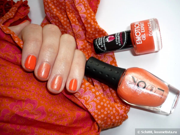 Заводной апельсин... и персик. Divage Emotion Gel Expert № 07; nailLOOK Bora Bora # 31058