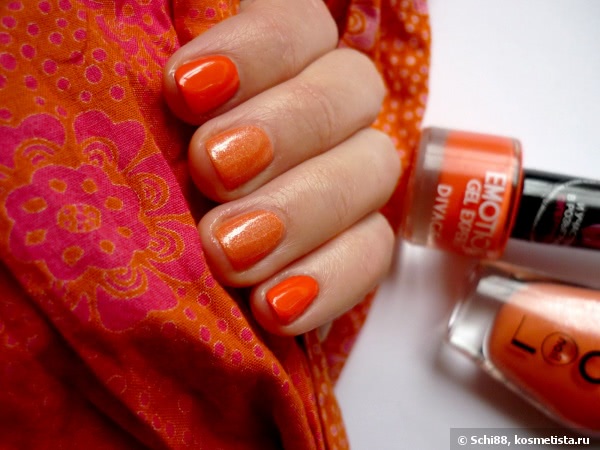 Заводной апельсин... и персик. Divage Emotion Gel Expert № 07; nailLOOK Bora Bora # 31058
