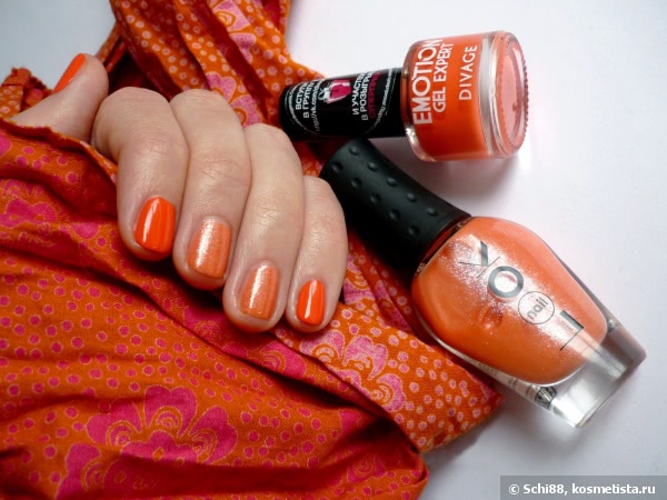 Заводной апельсин... и персик. Divage Emotion Gel Expert № 07; nailLOOK Bora Bora # 31058