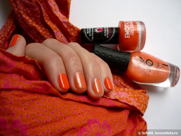 Заводной апельсин... и персик. Divage Emotion Gel Expert № 07; nailLOOK Bora Bora # 31058