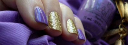 Сирень и золото. OPI # A Grape Fit! Incoco # 24 Karats