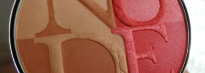 Розовое сияние. Dior Diorskin Nude Tan Paradise Duo Iridescent Blush & Bronzing Powder with kabuki brush #001 Pink Glow