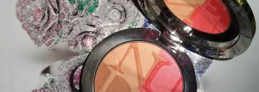 Розовое сияние. Dior Diorskin Nude Tan Paradise Duo Iridescent Blush & Bronzing Powder with kabuki brush #001 Pink Glow