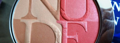 Розовое сияние. Dior Diorskin Nude Tan Paradise Duo Iridescent Blush & Bronzing Powder with kabuki brush #001 Pink Glow