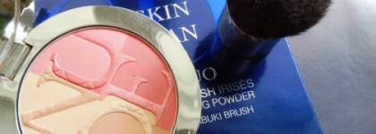 Розовое сияние. Dior Diorskin Nude Tan Paradise Duo Iridescent Blush & Bronzing Powder with kabuki brush #001 Pink Glow