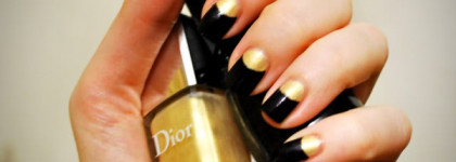 Лунный маникюр ночное золото с Dior №221 и China glaze №664