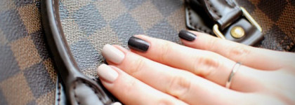 Двухцветный глиттерный маникюр с лаками Estee Lauder, Essie и Avon