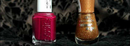 Маникюр с Essie Bahama Mama и Essence Gold Fever