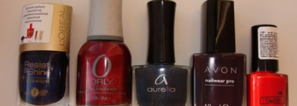 Пятёрка осенних лаков(Loreal, ORLY, Aurelia, Avon, GA-DE)