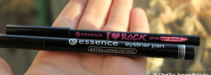 Essence XXL nudes lipgloss "05 forever rose", Essence eyeliner pen extra longlasting, Essence I Love Rock gloss eye pencil