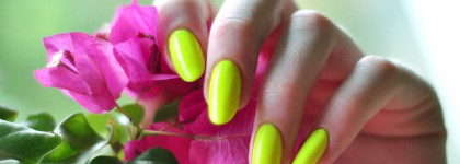 Neon, neon: China Glaze Yellow polka dot bikini