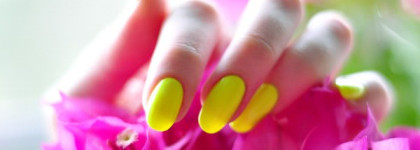 Neon, neon: China Glaze Yellow polka dot bikini