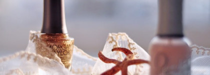 Двухцветный маникюр: Nail Lacquer Morgan Taylor Glitter & Gold + Nail Lacquer Orly Peaceful Opposition