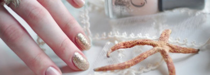 Двухцветный маникюр: Nail Lacquer Morgan Taylor Glitter & Gold + Nail Lacquer Orly Peaceful Opposition
