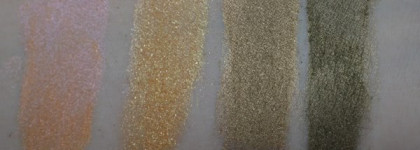 Минеральные тени Sweetscents, оттенки olive branch, tulip, 24 karat Gold, Goldstone